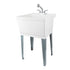 Tehila Standard Freestanding White Utility Sink with Chrome Finish Pull-Out Faucet
