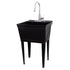 Tehila Standard Freestanding Black Utility Sink with Stainless Steel Finish High-Arc Pull-Down Faucet