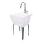 Tehila Standard Freestanding White Utility Sink with Stainless Steel Finish High-Arc Pull-Down Faucet
