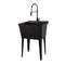 Tehila Standard Freestanding Black Utility Sink with Black Finish High-Arc Coil Pull-Down Faucet