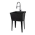 Tehila Standard Freestanding Black Utility Sink with Black Finish High-Arc Coil Pull-Down Faucet