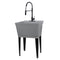 Tehila Standard Freestanding Grey Utility Sink with Black Finish High-Arc Coil Pull-Down Faucet