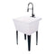 Tehila Standard Freestanding White Utility Sink with Black Finish High-Arc Coil Pull-Down Faucet