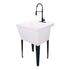 Tehila Standard Freestanding White Utility Sink with Black Finish High-Arc Coil Pull-Down Faucet