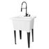 Tehila Luxe Freestanding White Utility Sink with Black Finish High-Arc Coil Pull-Down Faucet