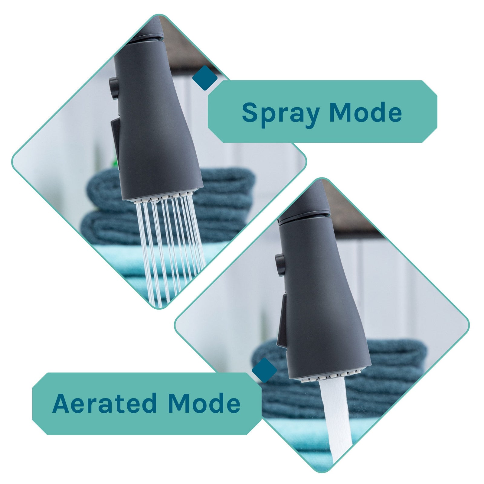 Tehila Luxe Freestanding White Utility Sink with Black Finish Low-Profile Pull-Down Faucet