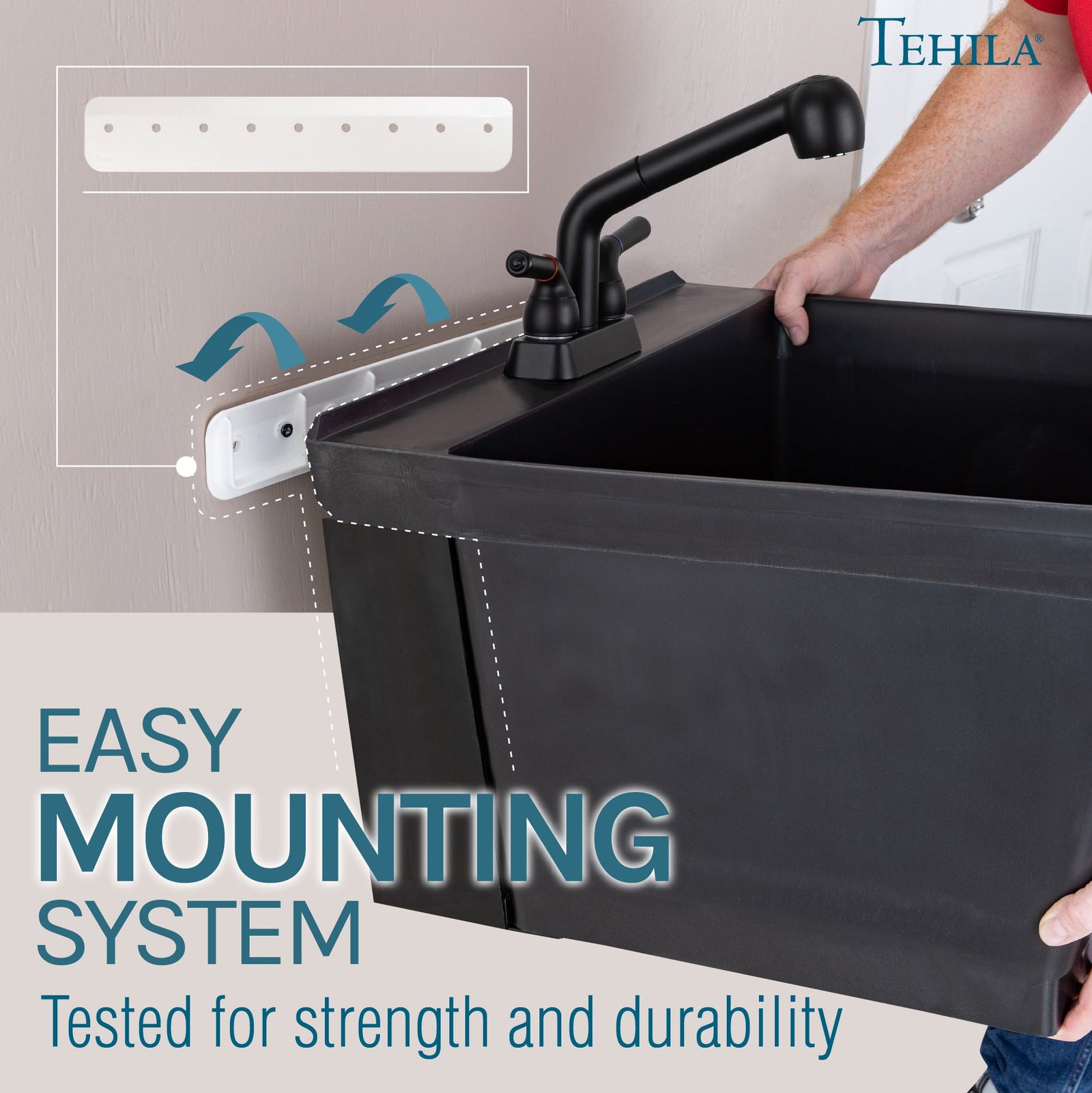 Tehila Black Wall Mounting Kit for Tehila Standard Sinks