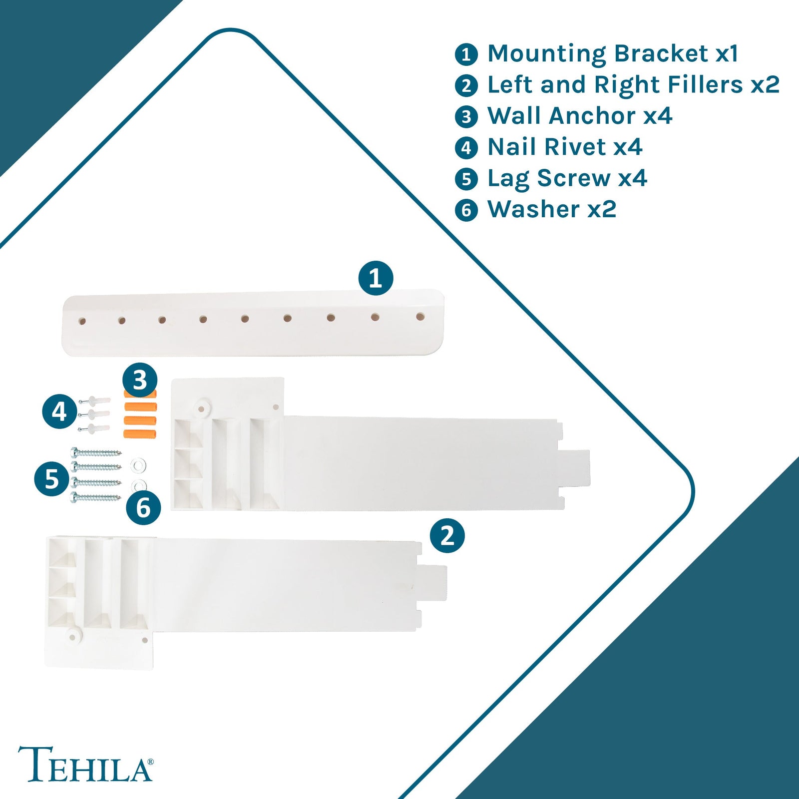 Tehila White Wall Mounting Kit for Tehila Standard Sinks
