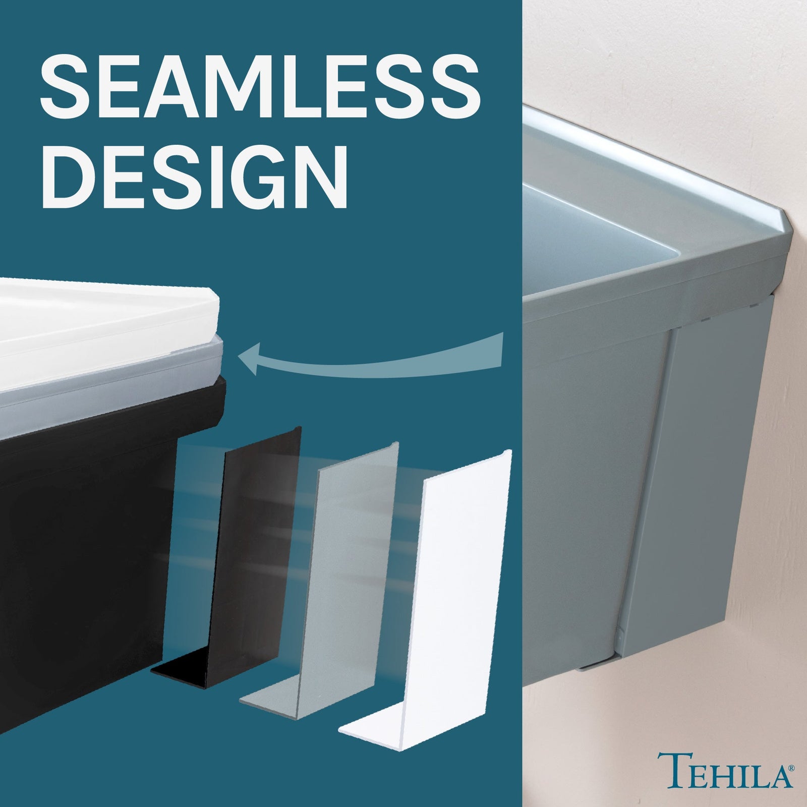 Tehila Standard Wall-Mounted Grey Utility Sink, Water Supply Lines Included