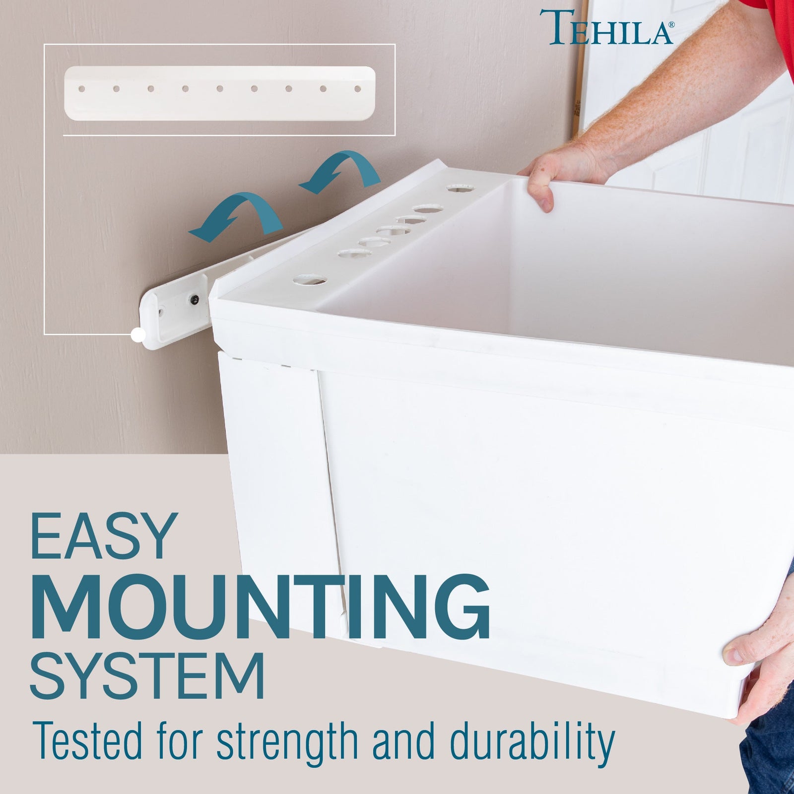 Tehila Standard Wall-Mounted White Utility Sink, Water Supply Lines Included