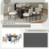 Dining Table Set With 6 Upholstered Chairs, Rectangular Table With Cutout Legs