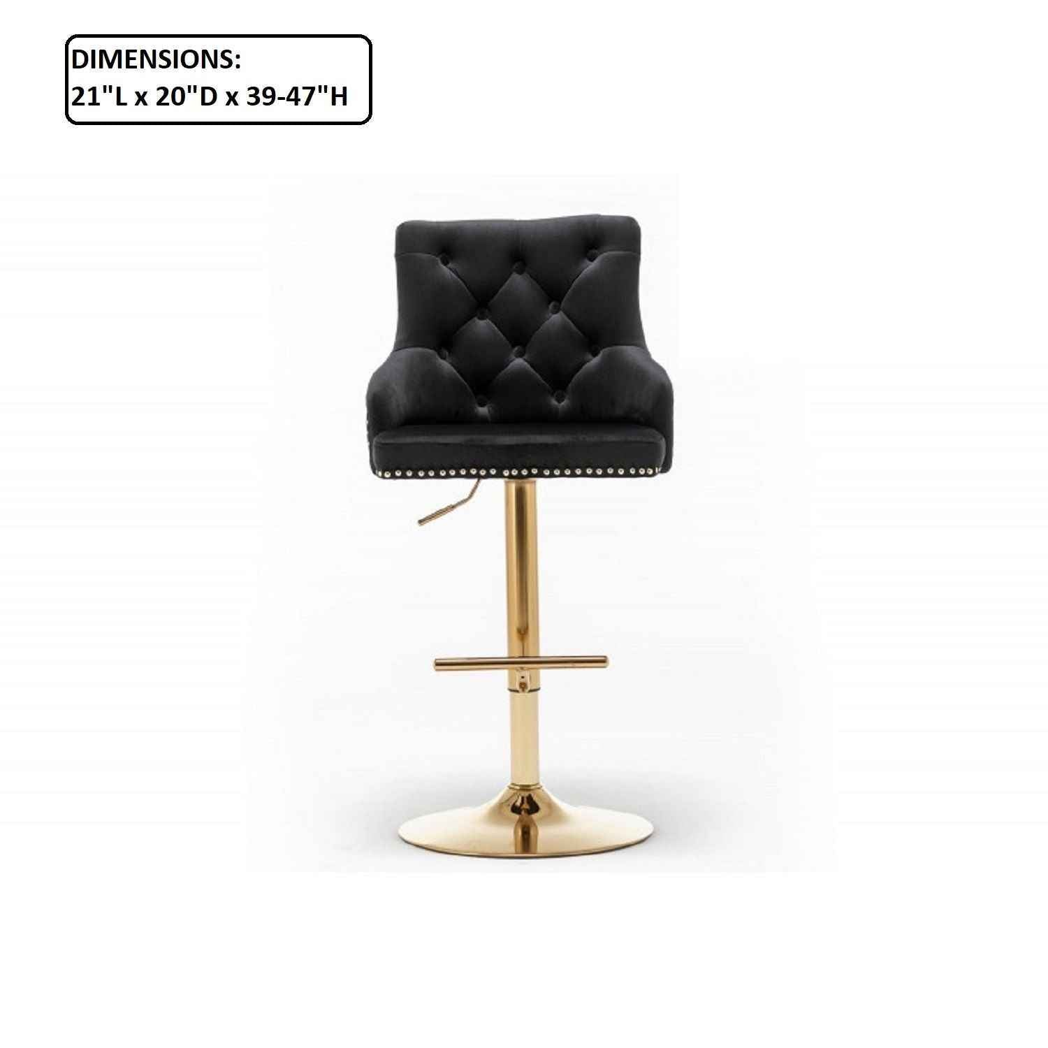 Adjustable Swivel Bar Stool With Nailhead Trim (Set of 2)