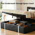 Upholstered Platform Bed Frame With Adjustable LED Headboard, USB C-Charging, Hydraulic Lift