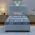 Upholstered Bed With Oversized Rabbit Ear Headboard, LED Lights & 4 Storage Drawers
