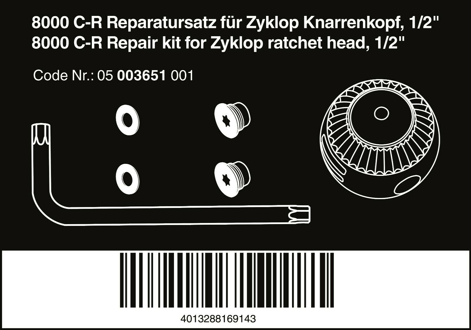 Wera 8000 C-R Zyklop Socket Wrench Repair Kit 1/2" 05003651001