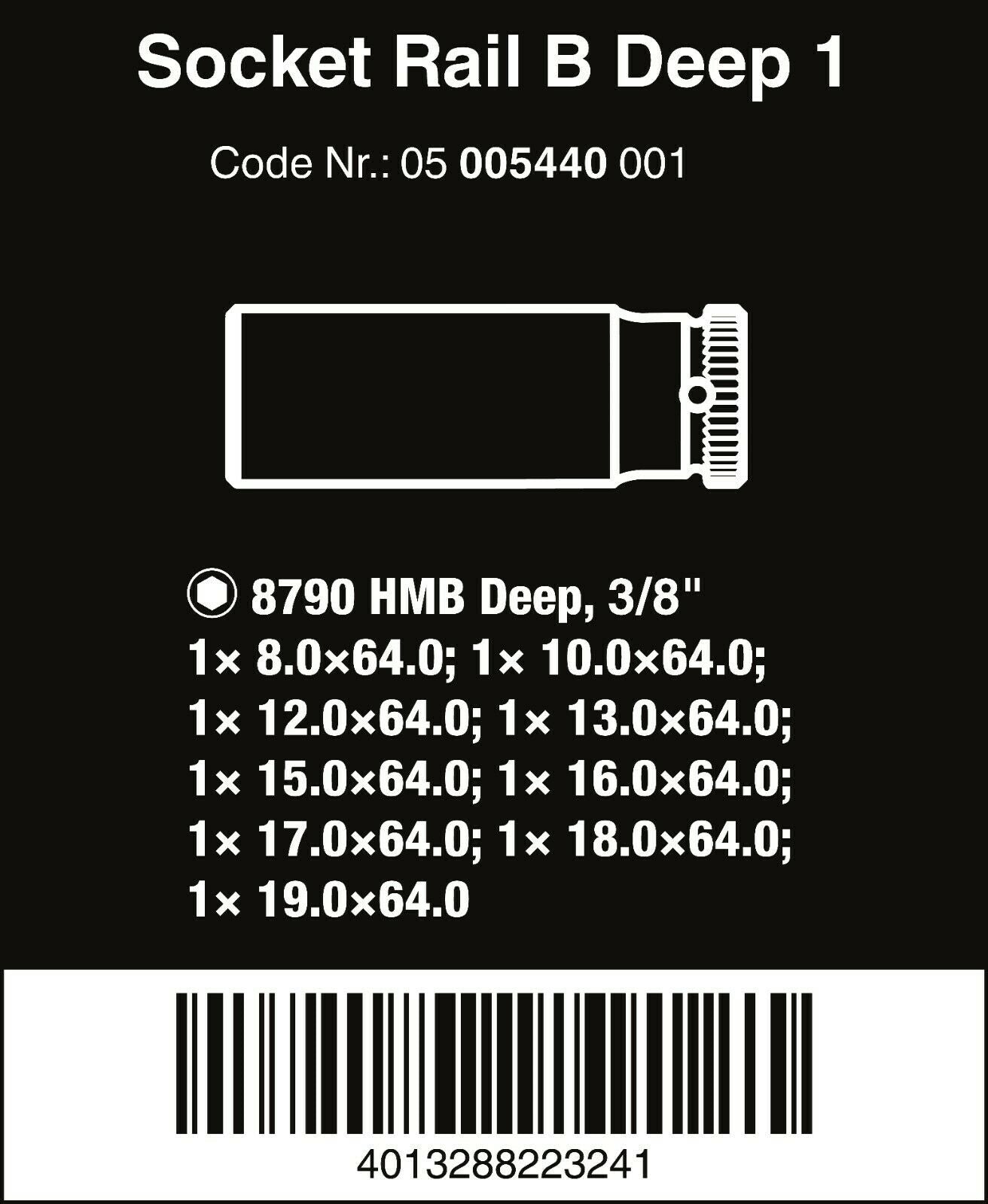 Wera Zyklop Magnetic Socket Rail B Deep 1 Set 3/8