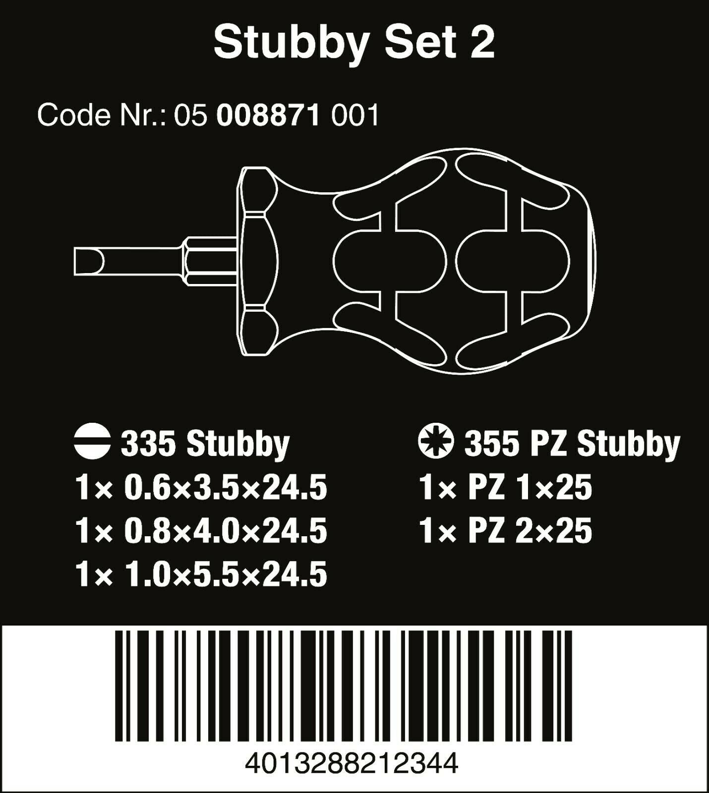 Wera Stubby Set 2 Screwdriver Set 5 Piece 05008871001