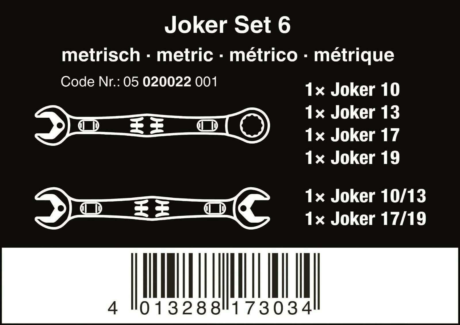 Wera 6000/6002 Joker Ratcheting Combination Wrench Set Metric 05020022001