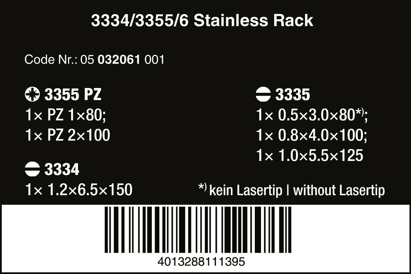Wera 3334/3355/6 Stainless Steel Screwdriver Set 6 Piece 05032061001
