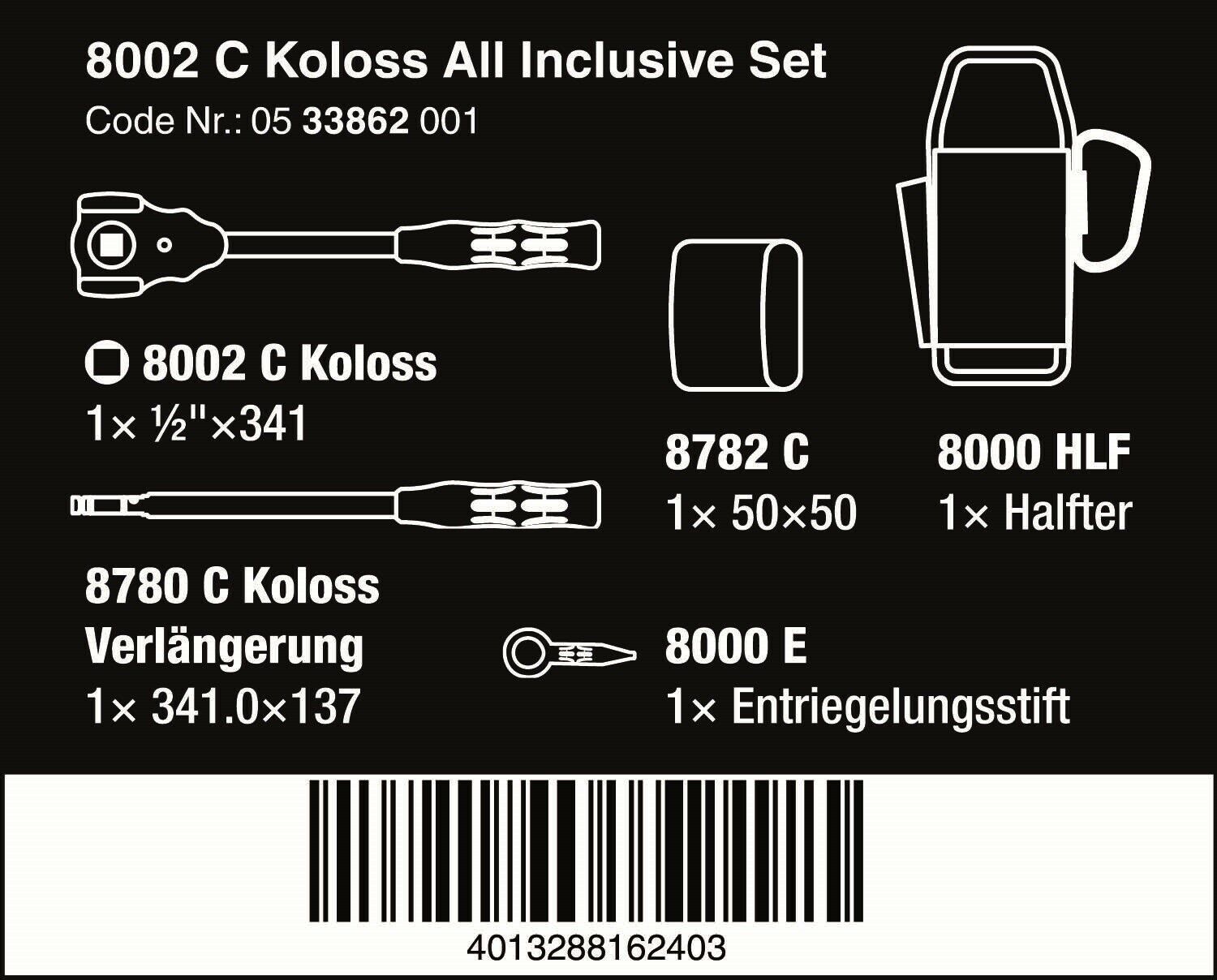 Wera 8002 C Koloss All Inclusive Socket Wrench Set 1/2