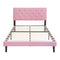 Modern Upholstered Platform Bed Frame With Button Tufted Fabric Headboard