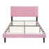 Modern Upholstered Platform Bed Frame With Button Tufted Fabric Headboard