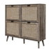 Walker Edison | Modern Rattan 4 Door Shoe Rack Cabinet for Entryway