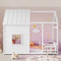 House Floor Bed With 7 Color LED Light, Built In Bookshelf