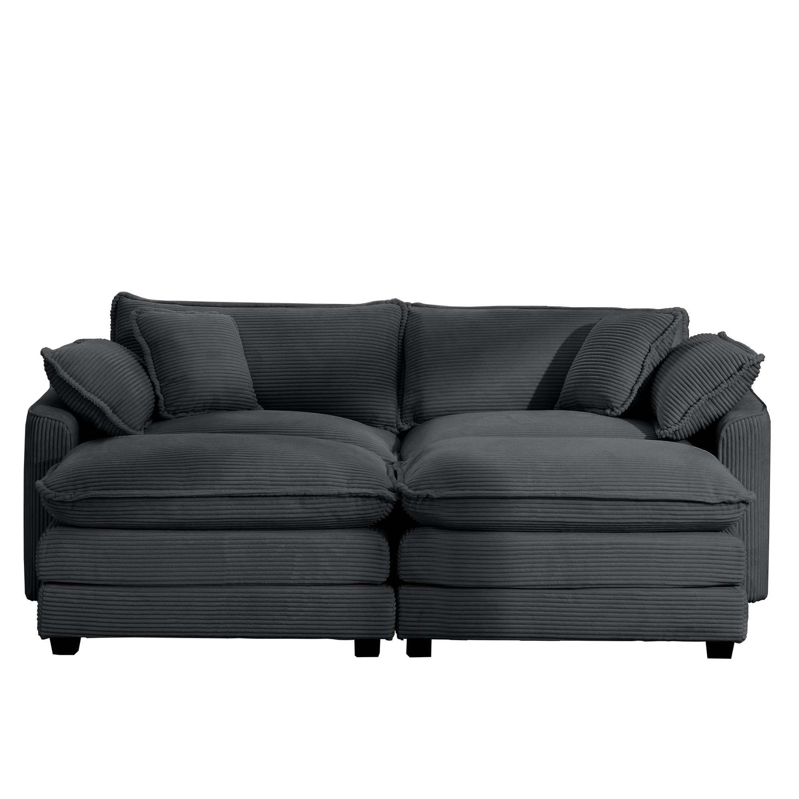 Modern Oversized Modular Cushion Sofa With Ottoman, Low Back, Deep Seating Sofa Set