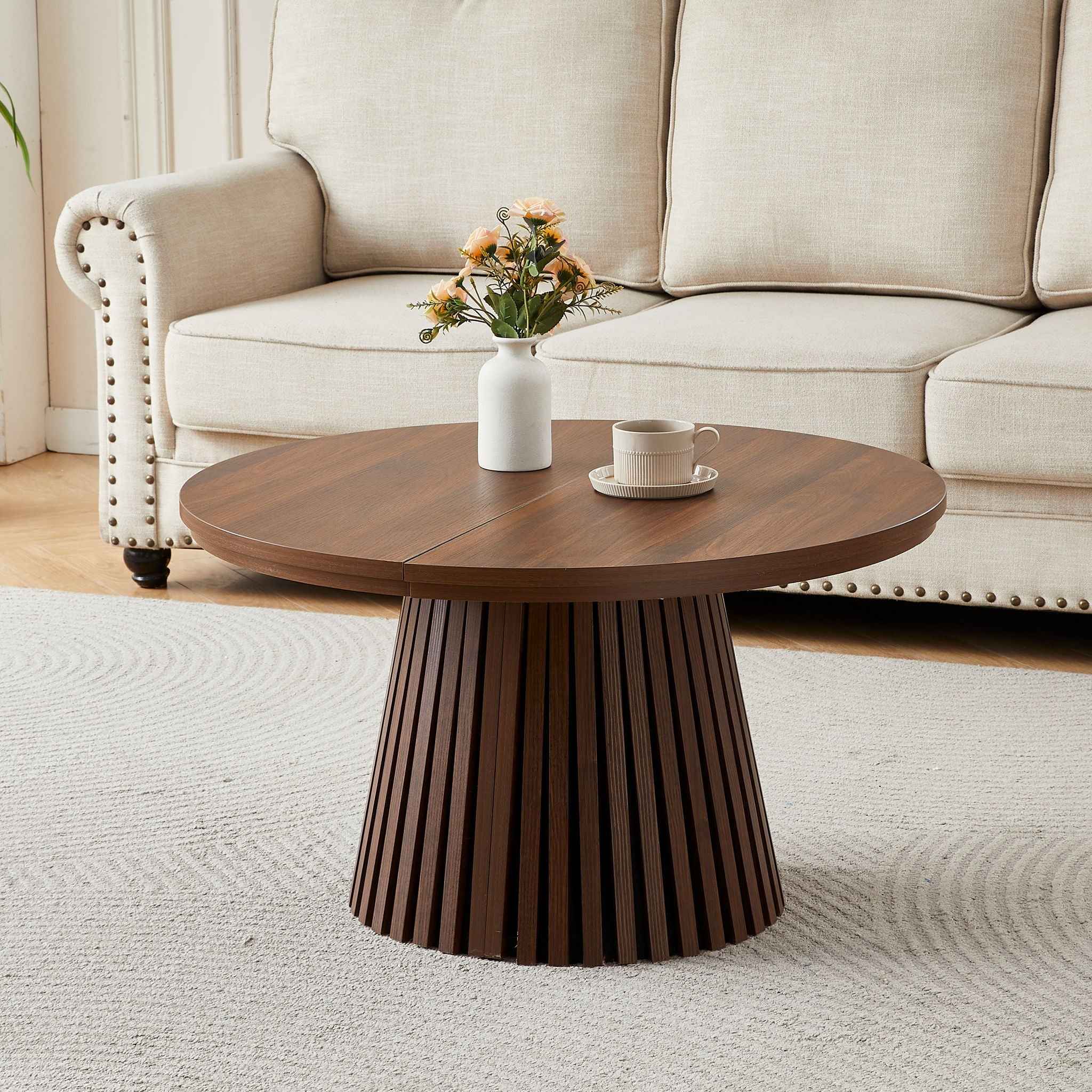 Oval Coffee Table For Living Room - Walnut