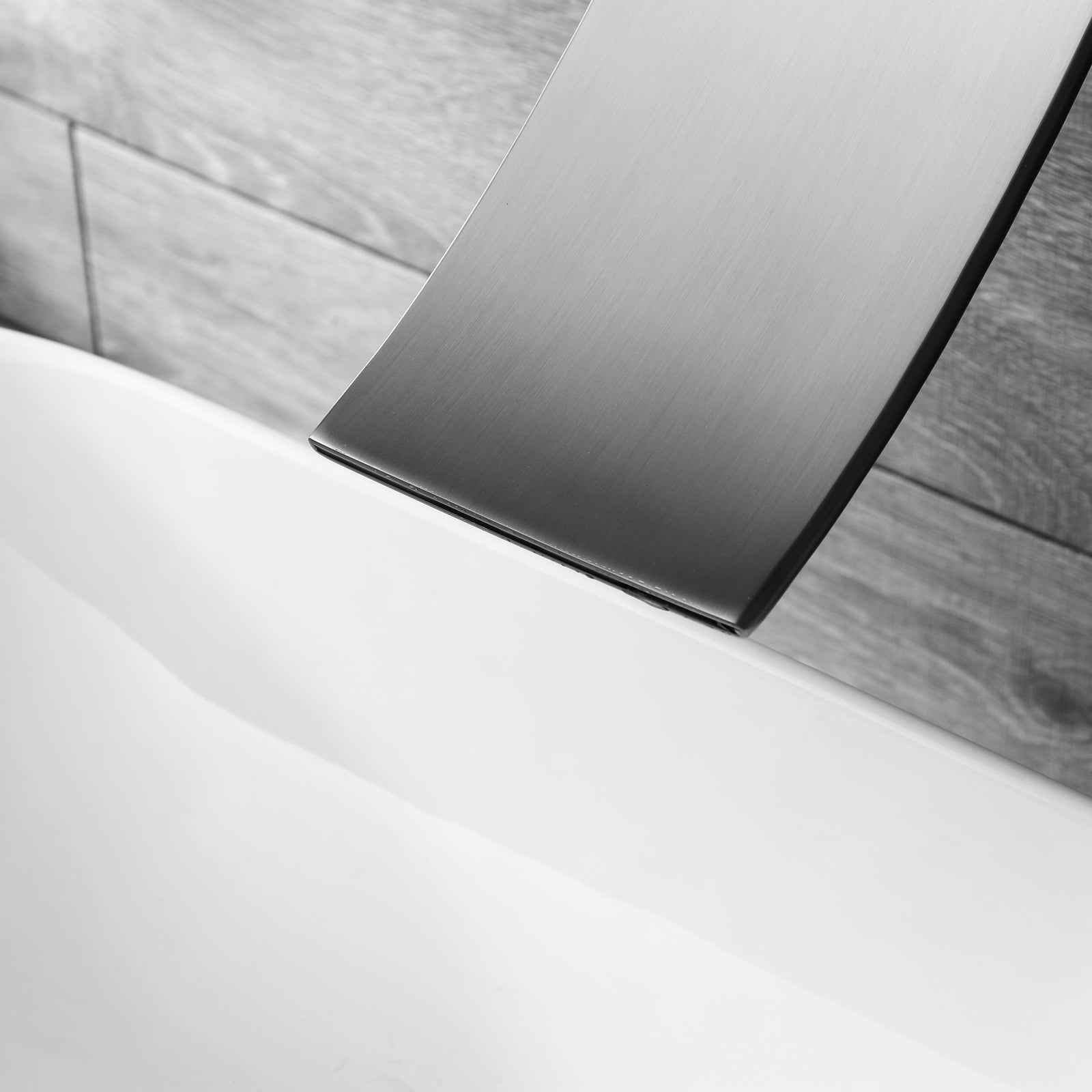 Brushed Nickel Wall Mount Waterfall Bathroom Sink Faucet with Overflow Brass Pop-Up Drain