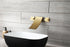 Brushed Gold Wall Mount Waterfall Bathroom Sink Faucet with Overflow Brass Pop-Up Drain