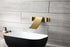 Brushed Gold Wall Mount Waterfall Bathroom Sink Faucet with Overflow Brass Pop-Up Drain