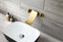 Brushed Gold Wall Mount Waterfall Bathroom Sink Faucet with Overflow Brass Pop-Up Drain