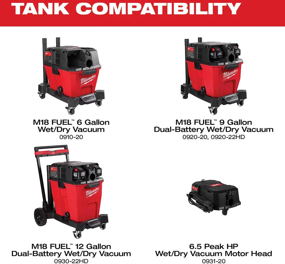 Milwaukee 0912-20 M18 9 Gallon Wet/Dry Shop Vacuum Tank - Tundra Globe