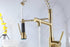 Brushed Gold High Arc brass Kitchen Sink Faucet Pull Down Spray with lock ring and deck plate
