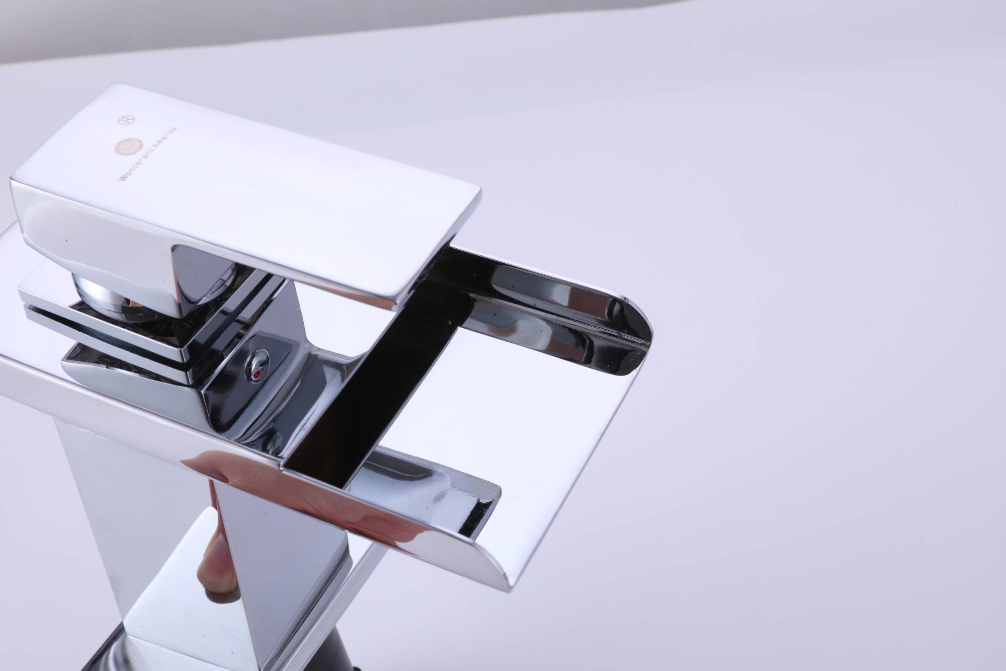 Chrome waterfall 3 LED light single handle brass bathroom faucet with pop up brass drain