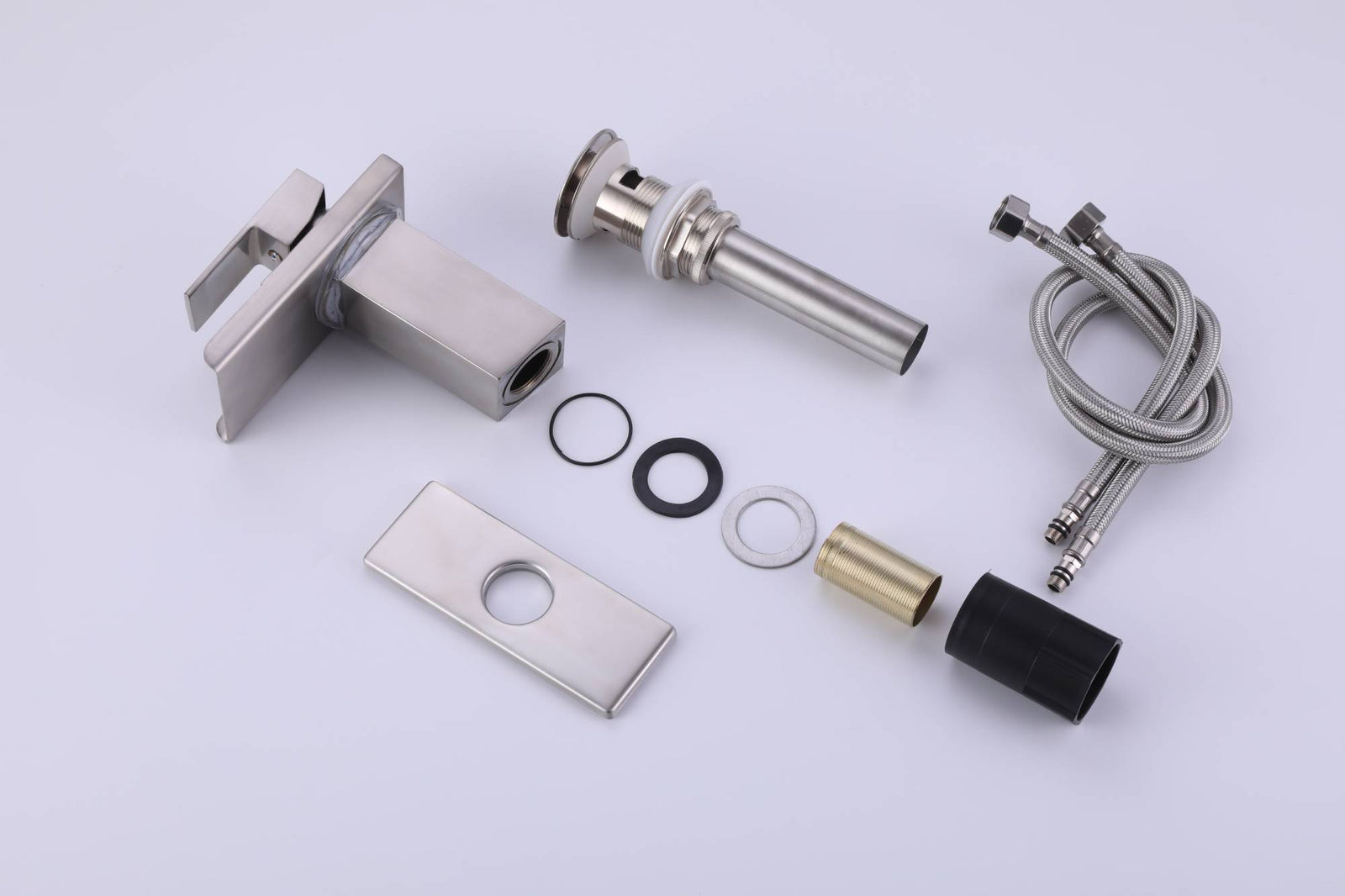 Brushed nickel waterfall 3 LED light single handle brass bathroom faucet with pop up brass drain