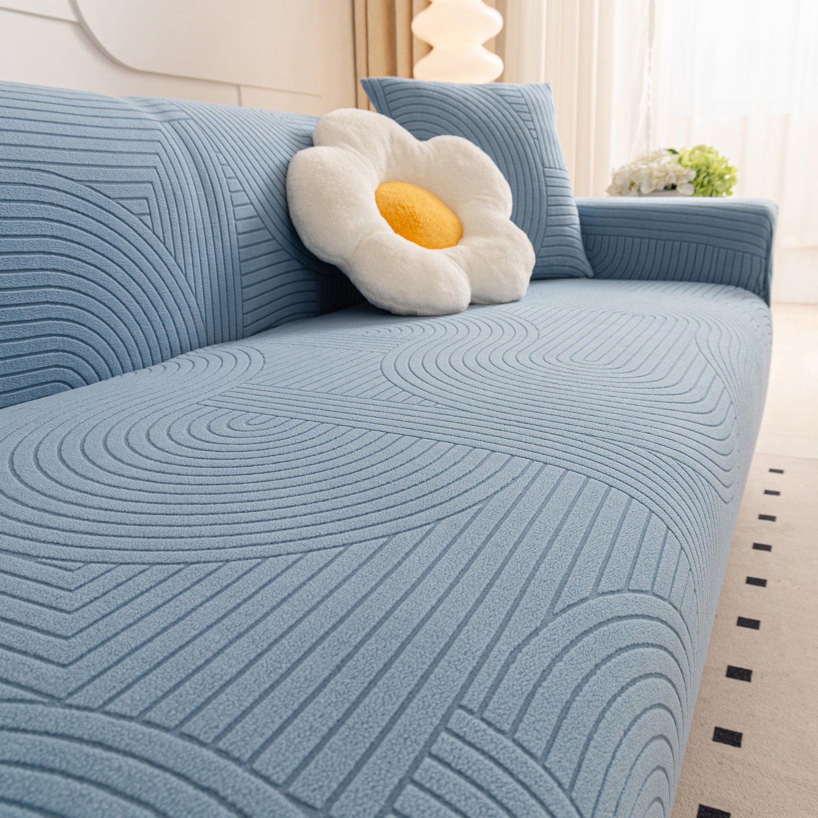 Fleece Stretch Sofa Slipcover Washable Soft Spandex Couch Cover Furniture Protector
