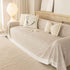 Sofa Cover Throw with Lace Trim & Pom-Pom Fringe, Decorative Couch Cover Blanket