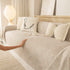 Sofa Cover Throw with Lace Trim & Pom-Pom Fringe, Decorative Couch Cover Blanket