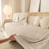 Sofa Cover Throw with Lace Trim & Pom-Pom Fringe, Decorative Couch Cover Blanket