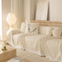 Sofa Cover Throw with Lace Trim & Pom-Pom Fringe, Decorative Couch Cover Blanket