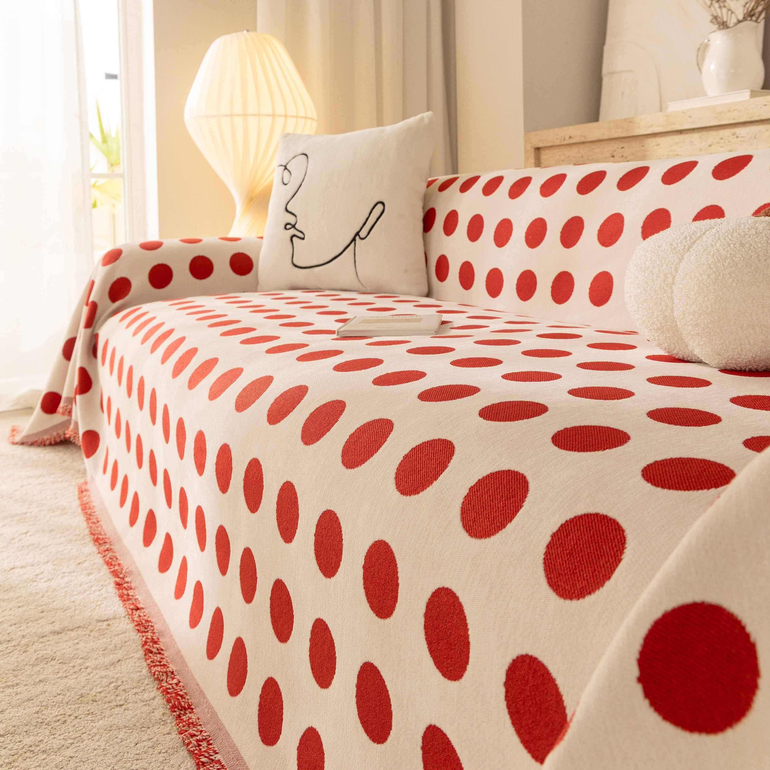 Chenille Polka Dot Sofa Cover Throw, Soft Thick Couch Cover Blanket Furniture Covers