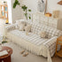Grid Sofa Cover with Ruffle Skirt – Soft, Decorative, Full-Cover Couch Protector