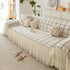 Grid Sofa Cover with Ruffle Skirt – Soft, Decorative, Full-Cover Couch Protector