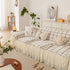 Grid Sofa Cover with Ruffle Skirt – Soft, Decorative, Full-Cover Couch Protector