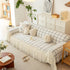 Grid Sofa Cover with Ruffle Skirt – Soft, Decorative, Full-Cover Couch Protector