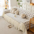 Grid Sofa Cover with Ruffle Skirt – Soft, Decorative, Full-Cover Couch Protector