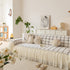 Grid Sofa Cover with Ruffle Skirt – Soft, Decorative, Full-Cover Couch Protector
